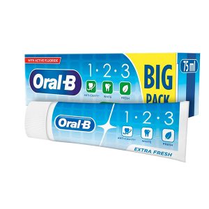 خمیر دندان ضد پوسیدگی سه کاره اورال بی Oral B 1-2-3 حجم 100 میل