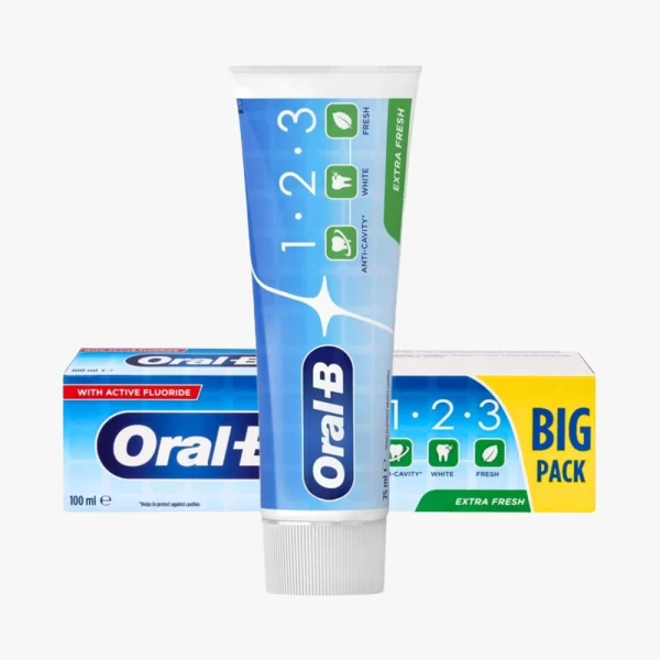 خمیر دندان ضد پوسیدگی سه کاره اورال بی Oral B 1-2-3 حجم 100 میل