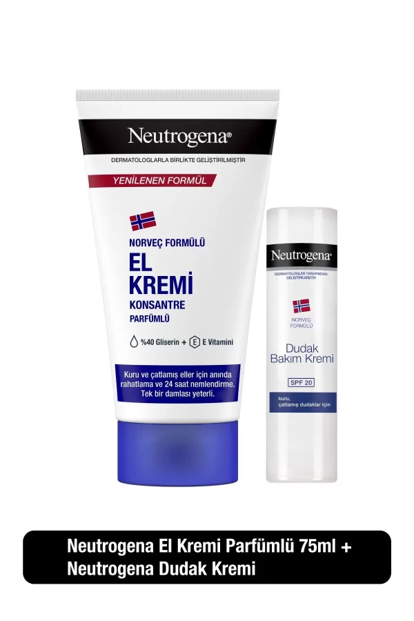 مرطوب کننده دست نوتروژینا Neutrogene 75 میل به همراه بالم لب SPE 20 نوتروژینا